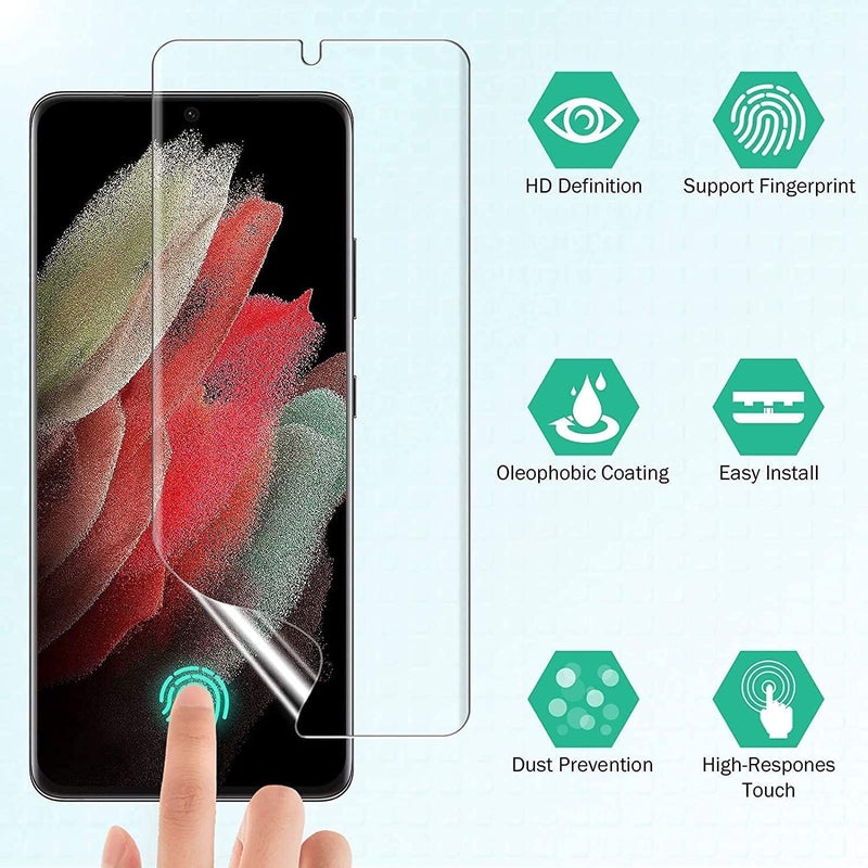 EGV 3 Pack Screen Protector Compatible for Samsung Galaxy S21 Ultra 6.8-inch, HD Clear Flexible Film, Positioning Tool, Support Fingerprint, Bubble Free, Model No. ZU - Image 2